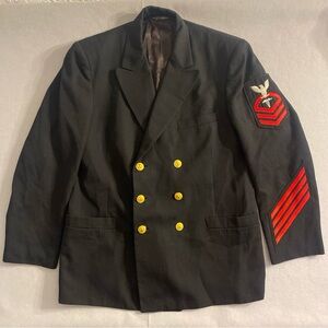 VINTAGE US Navy Dress Service Uniform Jacket Red Bullion Vietnam War Era 46R